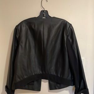 Black leather bolero jacket by BCBG